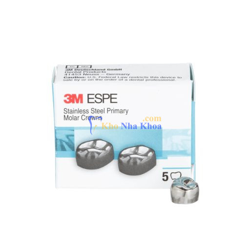 3M™ ESPE™ Stainless Steel Primary Molar Crowns, D-LR-4, Lower Right First Primary Molar, Size 4, 2 Crowns