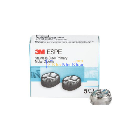 3M™ ESPE™ Stainless Steel Primary Molar Crowns, E-UR-5, Upper Right
Second Primary Molar, Size 5, 2 Crowns